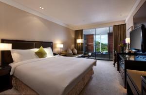 a hotel room with a large bed and a television at RSL Cold & Hot Springs Resort Suao in Suao