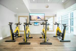 a group of exercise bikes in a gym at INNSiDE by Meliá Milano Torre GalFa in Milan +87 photos