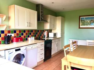 a kitchen with a washer and a dishwasher at Coolfinn Cottage in Ballycastle