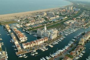 an aerial view of a harbor with boats at CLUB NAUTIC 3 in Empuriabrava