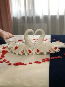 Posteľ alebo postele v izbe v ubytovaní Apartament Luksusowy z sauną