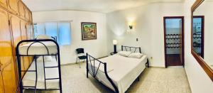 a bedroom with a bunk bed and a ladder at Palmira Hostel in Tegucigalpa