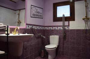 ein Badezimmer mit Toilette und Waschbecken in der Unterkunft La Casa del Herrero in El Poyo