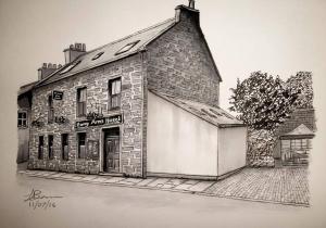 a drawing of a brick building with a building at Thorshaven Apartment, Orkney in St Margaret's Hope