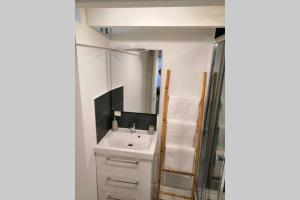 a bathroom with a sink and a mirror at HYPERCENTRE ! STUDIO DE CHARME AVEC MEZZANINE in Ajaccio