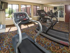 a gym with treadmills and elliptical machines at Holiday Inn Express Hotel & Suites Manchester - Airport by IHG in Manchester