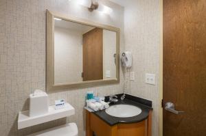 y baño con lavabo, espejo y aseo. en Holiday Inn Express - Times Square, an IHG Hotel, en Nueva York