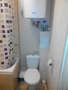ein kleines Bad mit einem WC und einer Badewanne in der Unterkunft Квартира посуточно на левом берегу in Nizhnedneprovsk