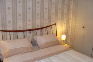 uma cama com duas almofadas num quarto em T4 proche Hypercentre, box auto privé et loggia em Toulouse
