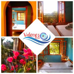 un collage de cuatro fotos de una habitación con flores en Valerie's House, en Poros