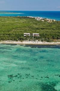 an aerial view of an island in the ocean at Tulsayab luxury development in Tulum