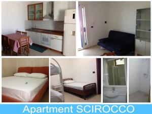 a collage of pictures of a kitchen and a room at Eolo apartments in Torre Chianca +7 photos
