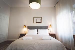 a bedroom with a large bed with two white pillows at Piazza Duomo Deluxe in Cecina