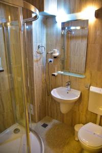 Een badkamer bij Pensiunea Bucura