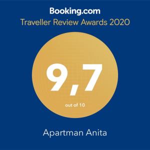 Certifikát, hodnocení, plakát nebo jiný dokument vystavený v ubytování Apartman Anita