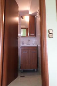 a bathroom with a sink and a mirror at To Asteri in Avgonyma