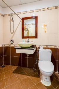 uma casa de banho com um WC e um lavatório em Golden River Hotel em Hoi An