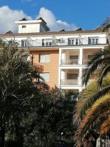 a large apartment building with balconies and palm trees at B&B Attico Mare in San Benedetto del Tronto