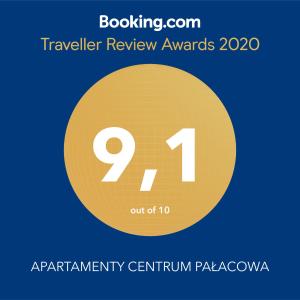 Certyfikat, podpis lub inny dokument wystawiony w obiekcie APARTAMENTY CENTRUM PAŁACOWA