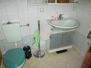 a bathroom with a toilet and a sink at FeWo Ahornweg in Selb