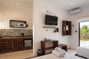 Kuchyň nebo kuchyňský kout v ubytování Villas Palmar Holbox