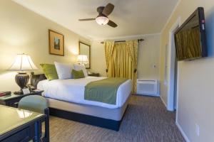 a bedroom with a bed and a flat screen tv at Coast Village Inn in Santa Barbara