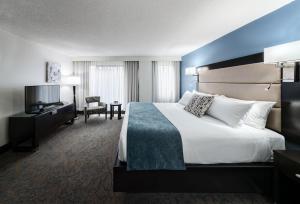 um quarto de hotel com uma cama e uma televisão em Ottawa Embassy Hotel & Suites em Ottawa