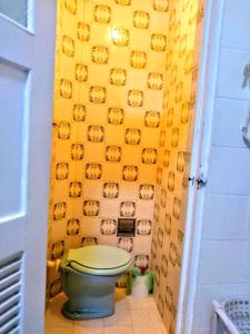 a bathroom with a green toilet in a room at Copacabana 3 quartos ar cond a 2 qds da praia in Rio de Janeiro