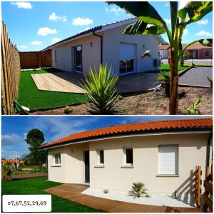 a house before and after being remodeled at Maison neuve 66m2 Biscarrosse in Biscarrosse