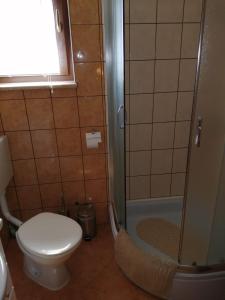 a bathroom with a toilet and a shower at Christian in Mali Lošinj