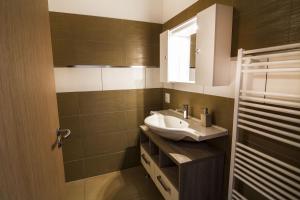 a bathroom with a sink and a mirror at Apartment Kogelblick Zell am See - Kaprun in Piesendorf