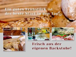 a collage of pictures of different types of food at Gästehaus Eschers Eiswerk in Annweiler am Trifels