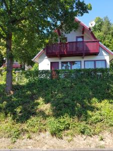 a house with a tree in front of it at Ferienhaus im Seepark Kirchheim in Kirchheim