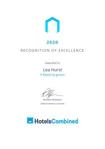 a screenshot of the documentation of excellence registered by guests at Lea Hurst B & B in Bournemouth