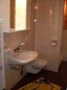 a bathroom with a sink and a toilet at Haus Bergfried in Trins