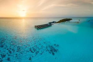 an aerial view of an island in the ocean at Summer Island Maldives in North Male Atoll