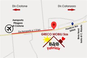 a map showing the location of greco moglitzss at B & B Patrizia in Isola Capo Rizzuto