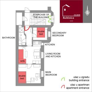 Plán poschodí v ubytovaní BASTINICA Superior Apartment, OLD TOWN in City CENTER