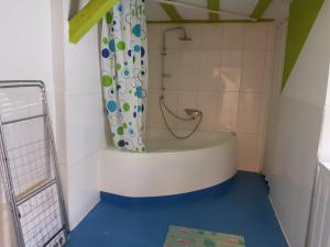 un bagno con vasca da bagno e doccia di LMI Haus & Urlaub Monteurwohnungen 2 a Münsingen Altre 23 foto