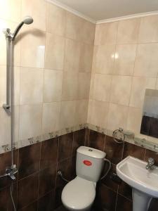 een badkamer met een toilet en een wastafel bij Villa Izgrev in Chernomorets