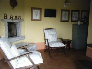 a living room with two chairs and a fireplace at B&B Il Salice in Veruno