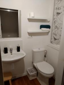 a white bathroom with a toilet and a sink at NAMOR-Apartamento Tres Balcones in Ribadeo +9 photos