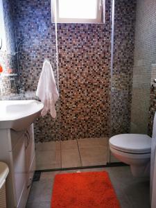 a bathroom with a shower with a toilet and a sink at Mia apartment in Bar +50 photos