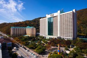 a large building in a city with a street at Vivaldi Park in Hongcheon