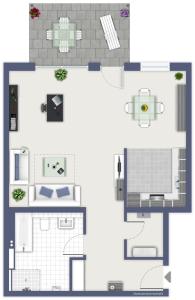 Planimetria di ApartWehr Business&Ferien Apartment Blau