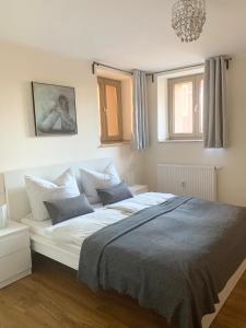 Giường trong phòng chung tại Ferienwohnung Bournville