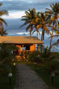 a pathway leading to a house with palm trees at Tree Bies Resort - Oficial in Subaúma