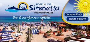 a beach with many umbrellas and crowds of people at Hotel Sirenetta in Isola delle Femmine