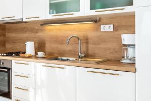 Kuchyň nebo kuchyňský kout v ubytování Apartments Tanya