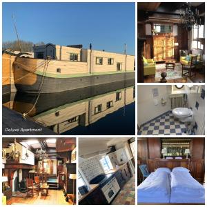 a collage of four pictures of a boat at Marinaparcs Naarden in Naarden